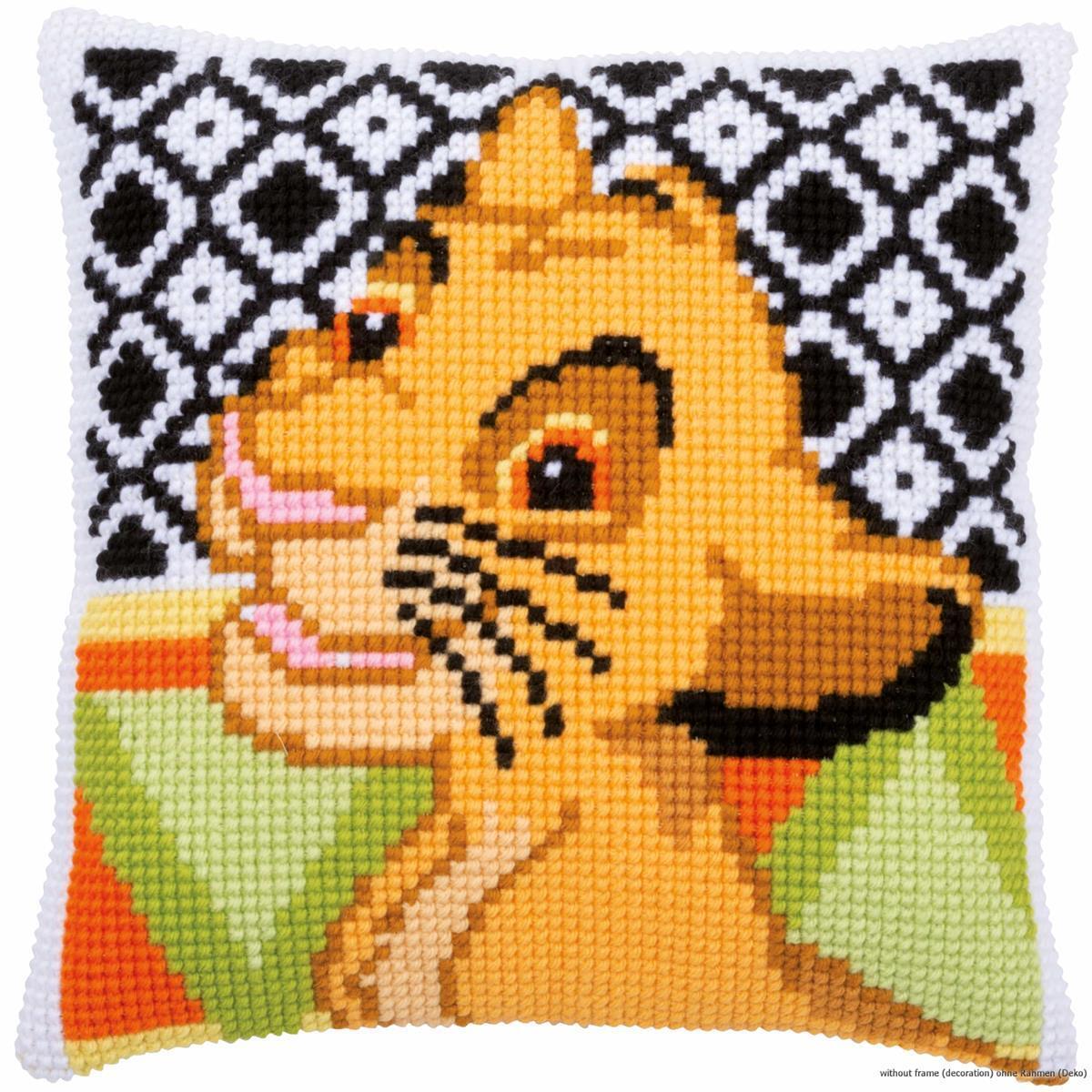 Vervaco cross stitch kit cushion ""Disney Simba"", stamped, DIY