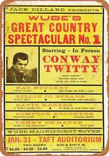 METAL SIGN - 1970 Conway Twitty in Cincinnati - Vintage Look Reproduction