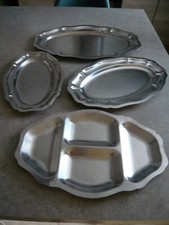 LOT 4 PLATS INOX OVALES - Long:  34,5 - 40 - 40 - 50 cm