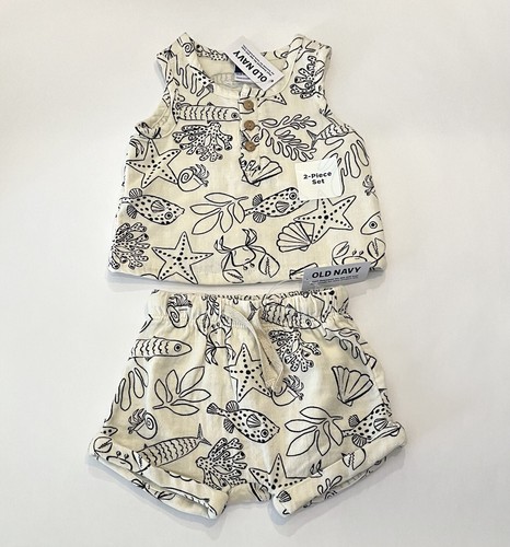 Old Navy Baby Clothes 3-6 Months Shorts Shirt 2 PC Set Cute Outfit New - 第 1/3 張圖片