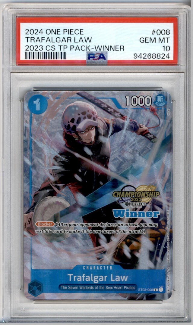 PSA 10 ONE PIECE TRAFALGAR LAW 2023 CHAMPIONSHIP PROMO WINNER ST03