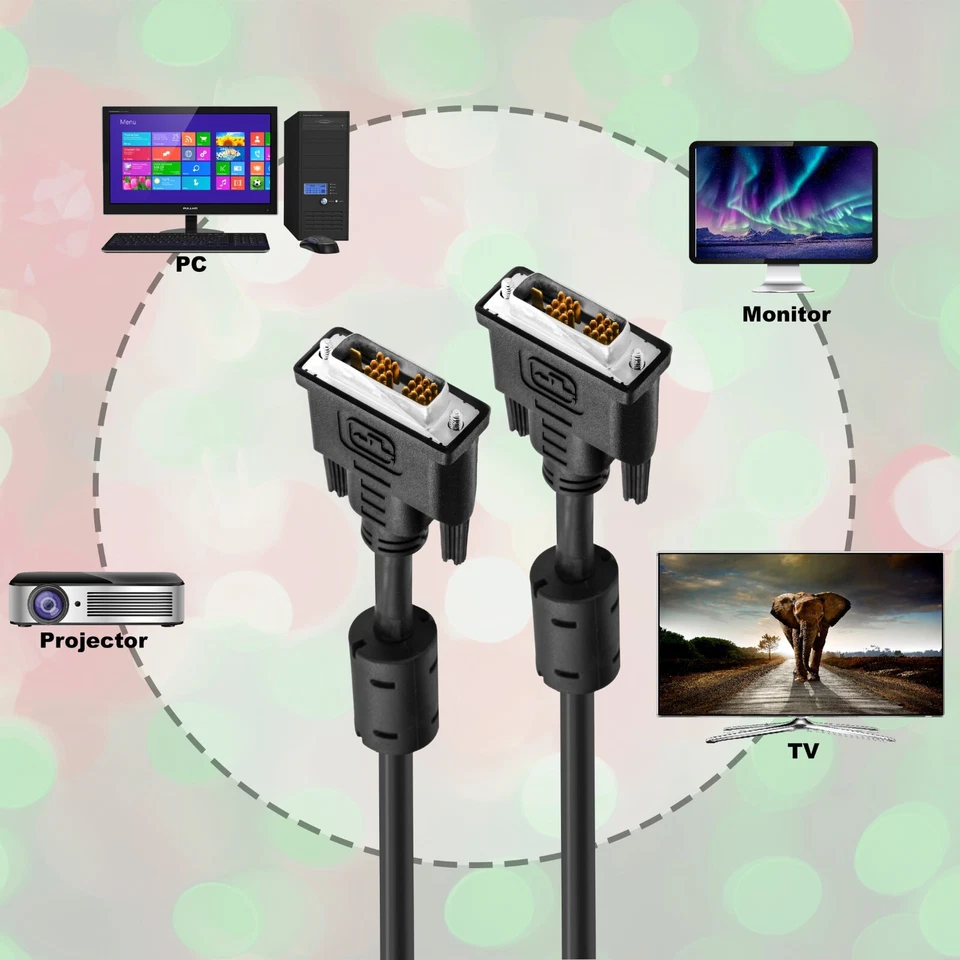 5m DVI auf DVI Kabel Monitorkabel Single Link Ferritkerne 18+1 pol. schwarz - Bild 3 von 4