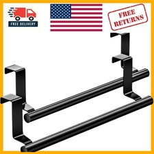 Elegant Over-Cabinet Towel Rack Set - Rustproof Stainless Steel, Black Finish