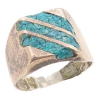 925 Sterling Silver Vintage Ring Crushed Turquoise Inlay Band  Sz 10  RG36074