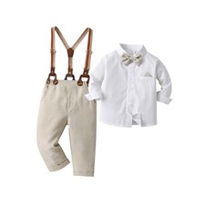 Baby Boys Pants Sets,Toddler Gentleman Outfits, Infant 4-5T White light Khaki