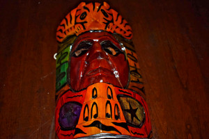 Central American Hand-Carved Wood Spirit Dance Mask Wall Hang