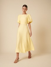 Nobody's Child Petite Zola Puff Sleeve Midi Dress Butter Yellow Uk 8 RRP £120