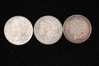 US 90% SILVER LOT OF 3 COINS PEACE MORGAN SILVER DOLLARS FREE SHIPPING NR!