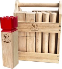 Jac & Mok Kubb Game Set - Hardwood Viking Games with Rubber Wood Crate -KUBB Th