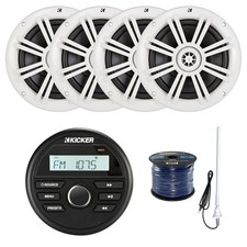 Infinity Marine Bluetooth Stereo Receiver, 4x 6.5" 225W Speakers, Wire, Antenna