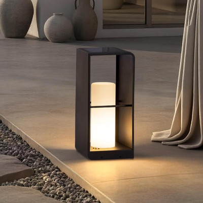 Modern Floor Lamp with Remote (Adjustable Brightness), Dusk to Dawn Outdoor Sola