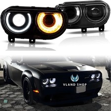 For Dodge Challenger 2008-2014 Vland Projector Headlights Front Lights Drl Sets