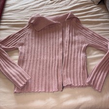 Women  s Pink Zip Up Cardigan A Size Small To Medium She Wish Excellent Condition
