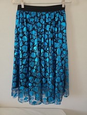 Halloween Mesh/Tulle Midi Skirt for Women Black/Blue Size Small
