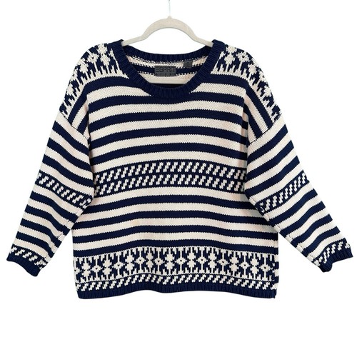 Esprit Vintage 80s 90s Grannycore Cotton Striped Sweater Womens Size M