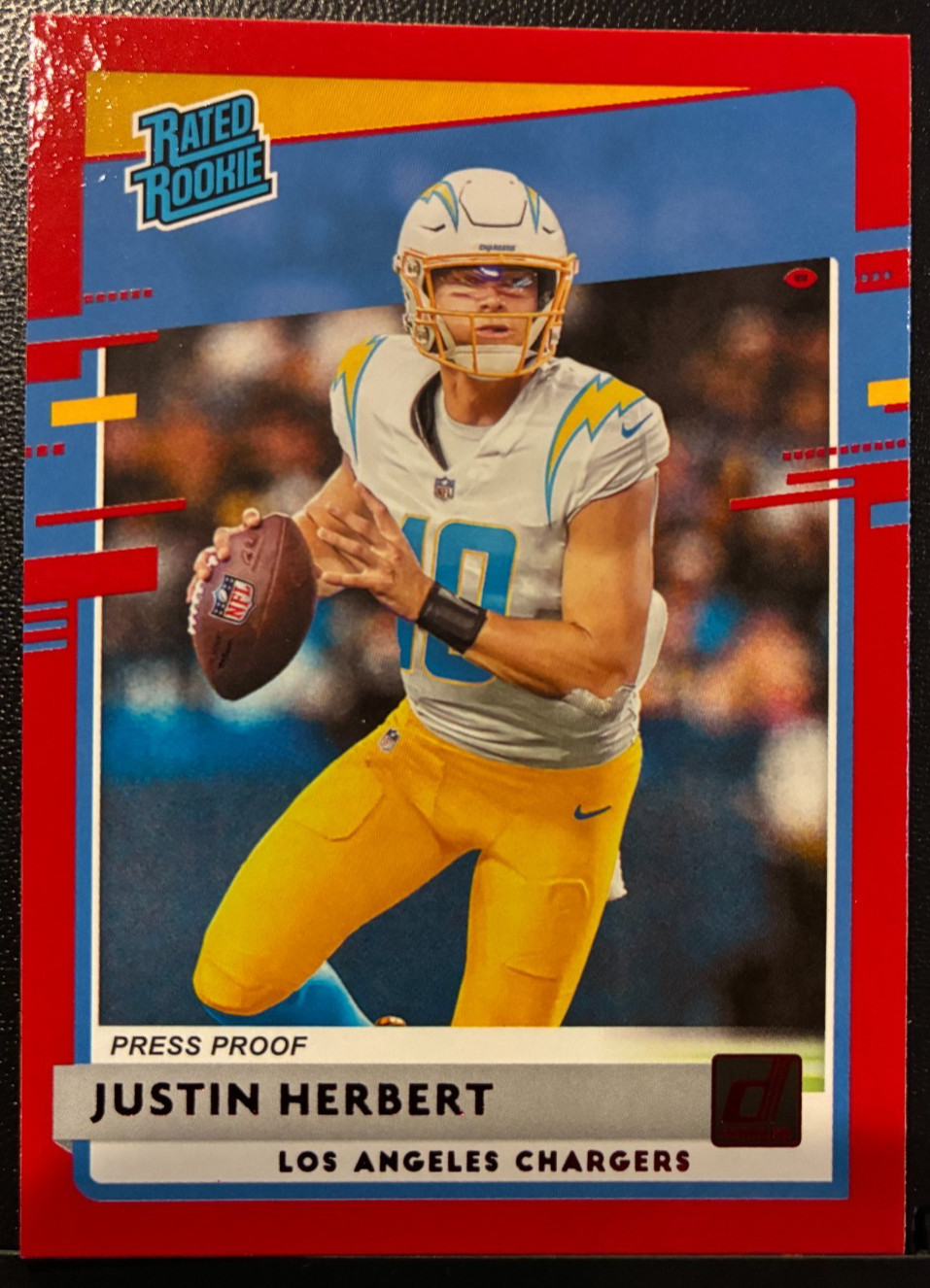Justin Herbert 2020 Panini-Donruss Rated Rookie Red Press Proof #303