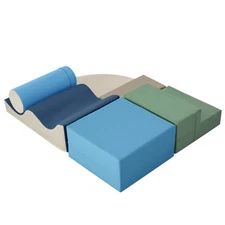 6-in-1 Foam Playset for Kids, Soft Climb & Crawl Indoor Playground with Straps