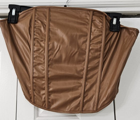 HYFVE Faux Leather Brown Strapless Corset  Bustier Top Size Large NWT  (27)