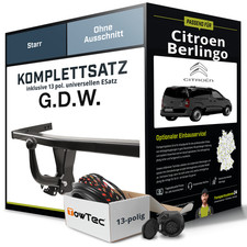 Für CITROEN Berlingo Typ B9 Anhängerkupplung starr +eSatz 13pol uni. 08- AHK