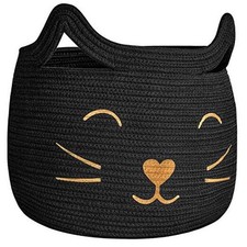 Large Woven Cotton Rope Storage Basket, Baby Laundry 15.7"W x 11.8"H Black