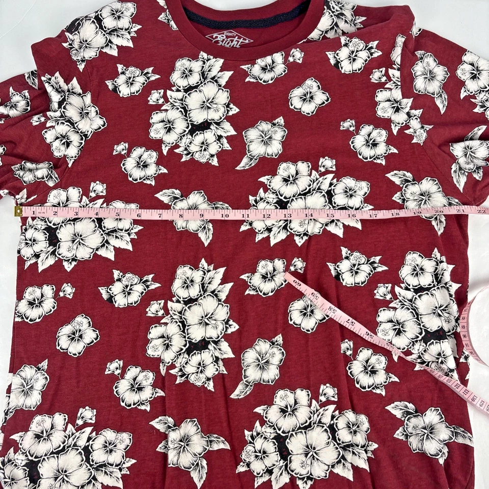 Camisa Eighty Eight Para Hombre L Roja Floral Hibisco Gráfico Camiseta 100% Algodón Informal Foto 4 de 4
