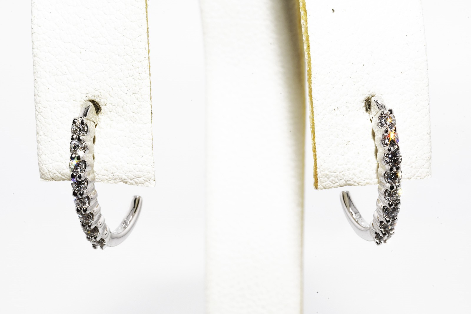 $700 .925 Sterling Silver .35CT Lab-Grown White Diamond Cluster J-Hoop Earrings