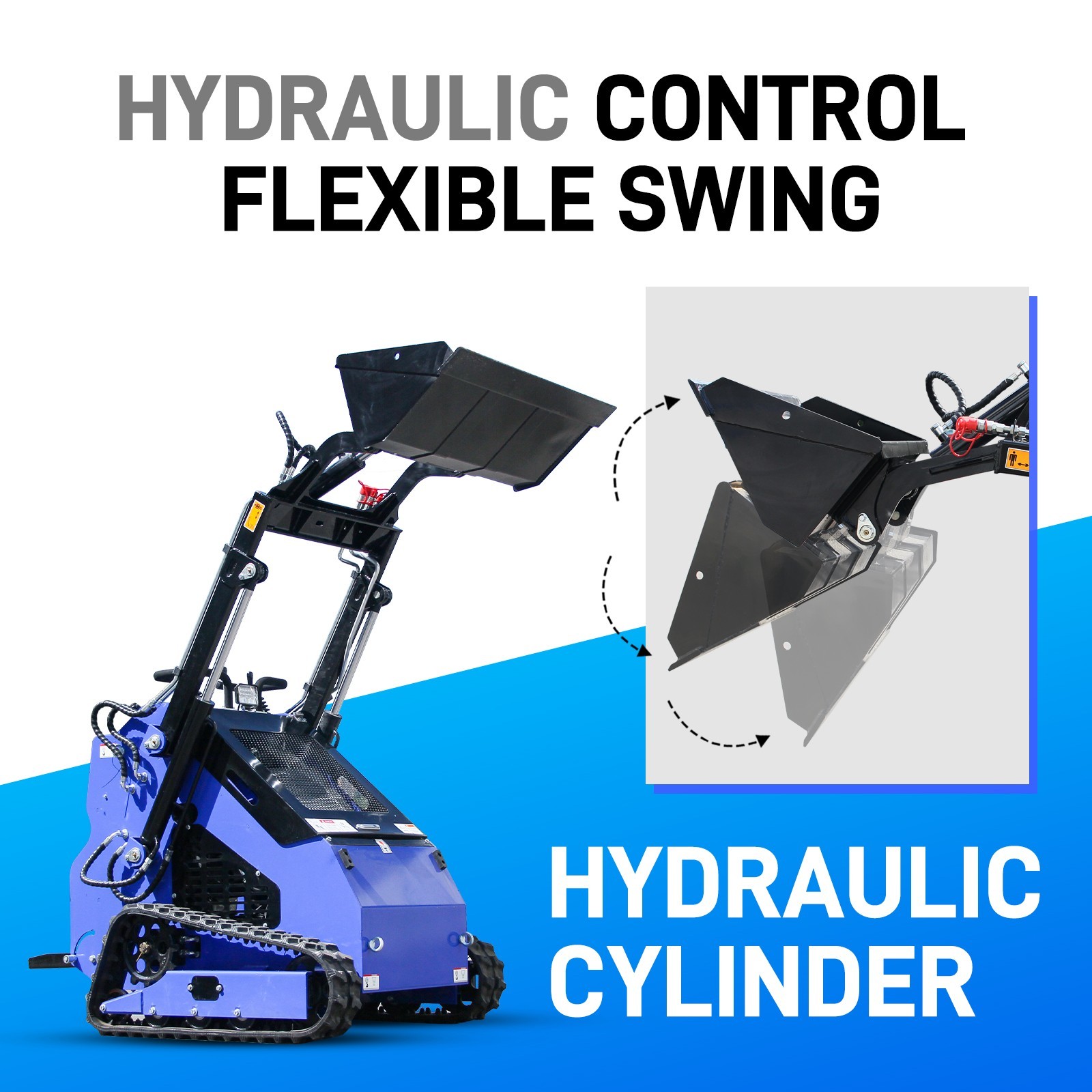 22HP Mini Skid Steer Loader Upgraded 2-Cylinder Gas Engine with 3 Attachments