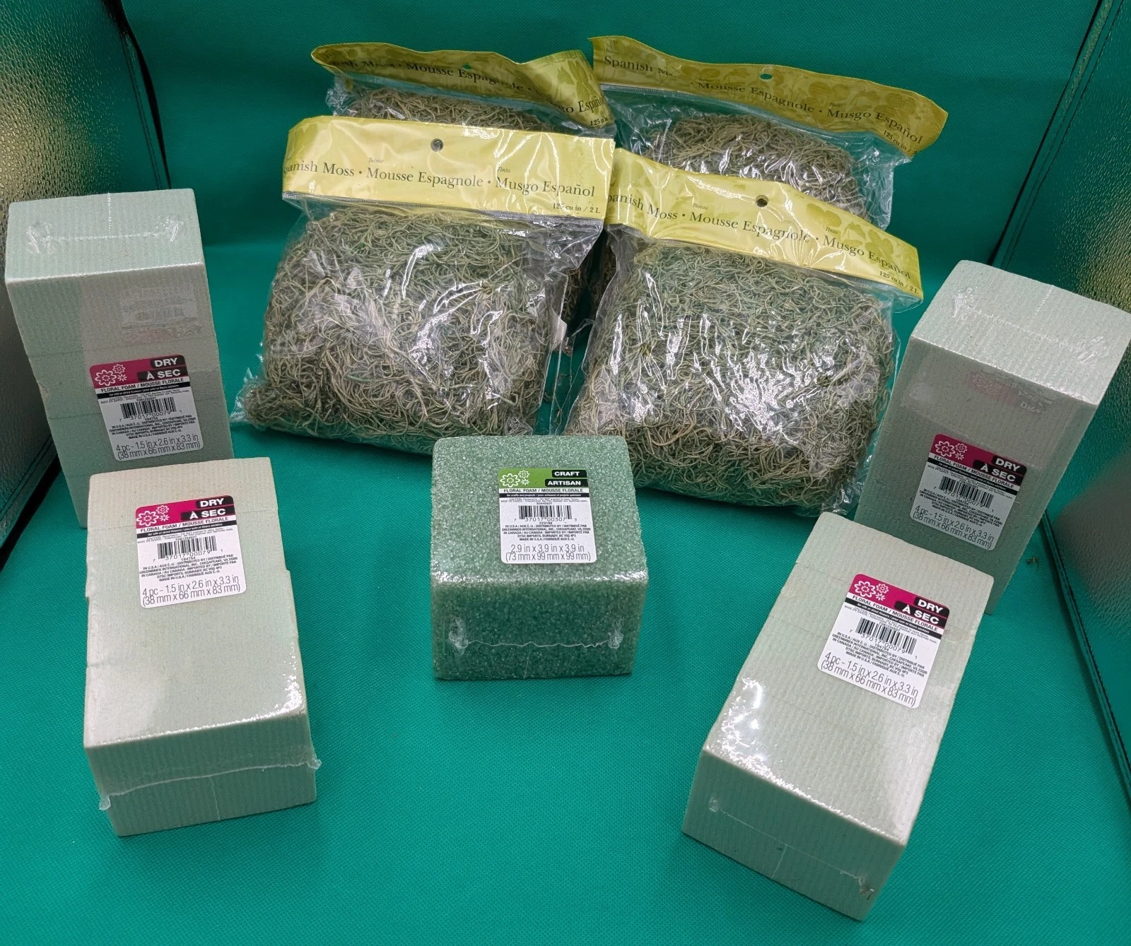 New Dried Spanish Moss (4 Bags) And Floral Foam (5 Blocks) Decor, Arts & Crafts