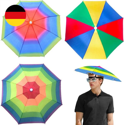 Faltbarer Regenschirm, 3 Stück Regenbogen Regenschirm-Hüte mit UV-Schutz, Camouf