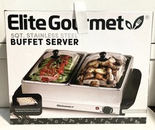 Elite Gourmet 5 Quart Doppio Buffet Server/Scaldavivande, Controllo Temperatura Nuovo con scatola