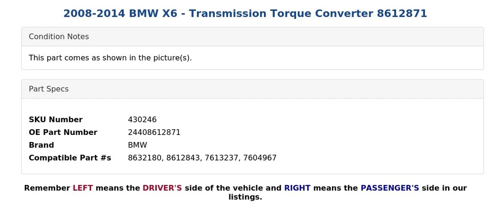 2008-2014 BMW X6 - Transmission Torque Converter 8612871 - Image 3 of 4