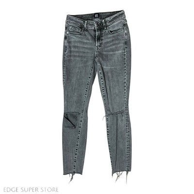 Gap Gray Distressed Curvy True Skinny Leg Ripped Denim Jeans Pants Size 24 - 00