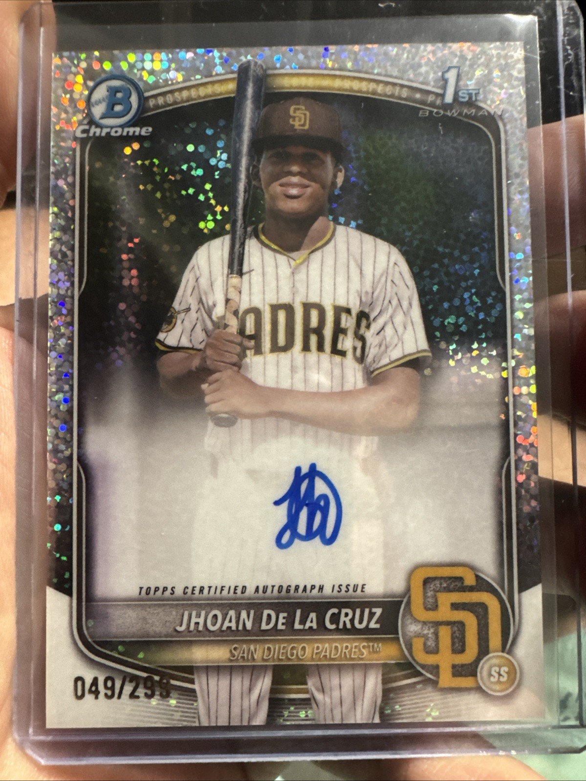2025 Bowman Chrome Jhoan De La Cruz #CPA-JDL 1st Bowman Auto Speckle /299
