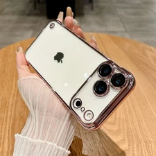 For iPhone 11 14 15 16 17 Ultrs Slim Shockproof Plating Hard PC Frameless Case