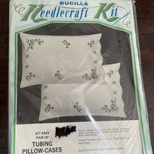 Embroidery Bucilla Creative Needlecraft 8284 Tubing Pillow Cases Kit Floral NOS