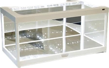 White Collectible Display Show Case + with LED Lights and Mirror Base and Back f