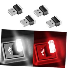4PCS USB LED Car Interior Atmosphere Lamp, Plug-in USB Interface 2White 2Red