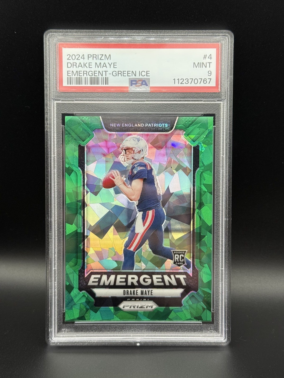 2024 Panini Prizm - Emergent Drake Maye #4 Green Ice Prizm Rookie Card PSA 9