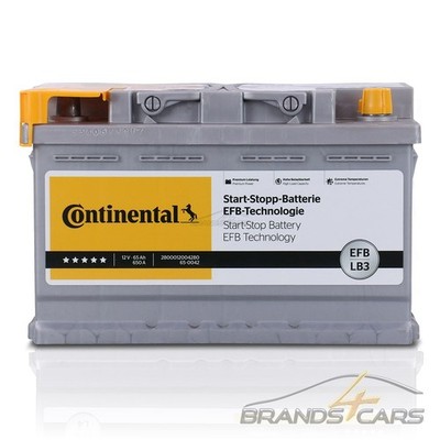 CONTINENTAL VDO AUTOBATTERIE 12V STARTERBATTERIE 65Ah 650A EFB LB3 START STOP