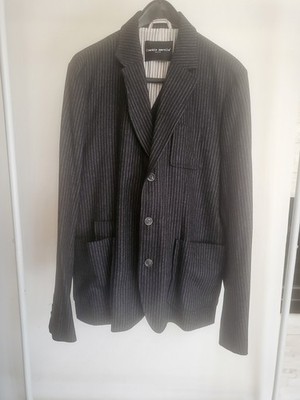 Frankie Morello Herren Blazer Wolle-Cashmere gestreift Grau Größe 56/XXXL