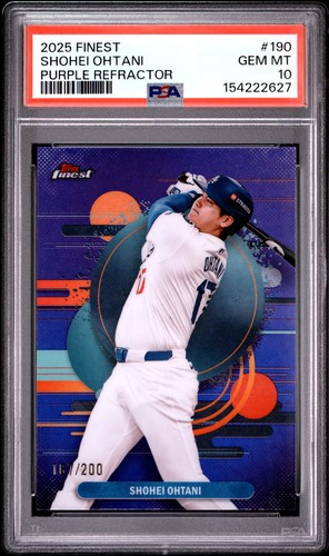 2025 TOPPS FINEST PURPLE REFRACTOR #190 SHOHEI OHTANI 167/200 PSA 10