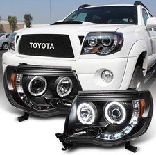 For 2005-2011 Toyota Tacoma LED DRL Halo Ring Black Housing Projector Headlights
