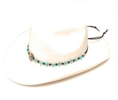 8763 Native Sunflower Concho Hatband Turquoise Onyx Gemstone Micro Suede Native Sunflower Concho Hatband Turquoise Onyx Gemstone  main image 2