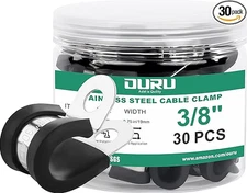 30pcs 3/8 Inch Stainless Steel Cable Clamps,Rubber Coated Cushioned Insulated...