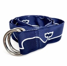 Vineyard Vines Whale Line D-Ring Belt Boys Size XL 39.5 Inch Blue Logo