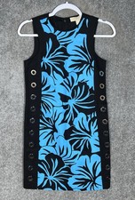 MICHAEL Michael Kors Sleeveless Hawaiian Floral Dress Womens Sz 0 Blue Grommet