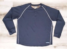 Realtree Mens 2XL Thermal Pullover 2 Button Navy Blue Top Long Sleeve