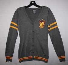 Harry Potter Cardigan Womens Size Small Gryffindor Crest Gray