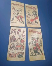 DAVY CROCKETT IRON ON DECALS 1950'S ERA SET OF 4 VINTAGE 7" x 3.75" Per Sheet
