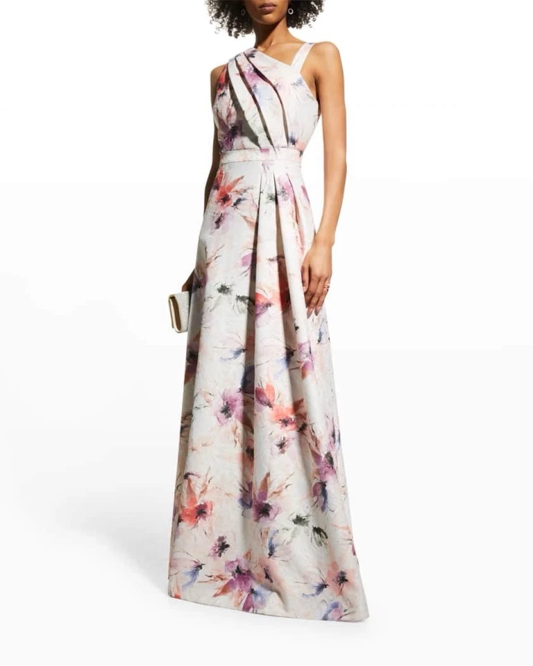 Aiden Mattox PLEATED FLORAL DRESS BALLGOWN Size 8 $595 - Image 2 of 4